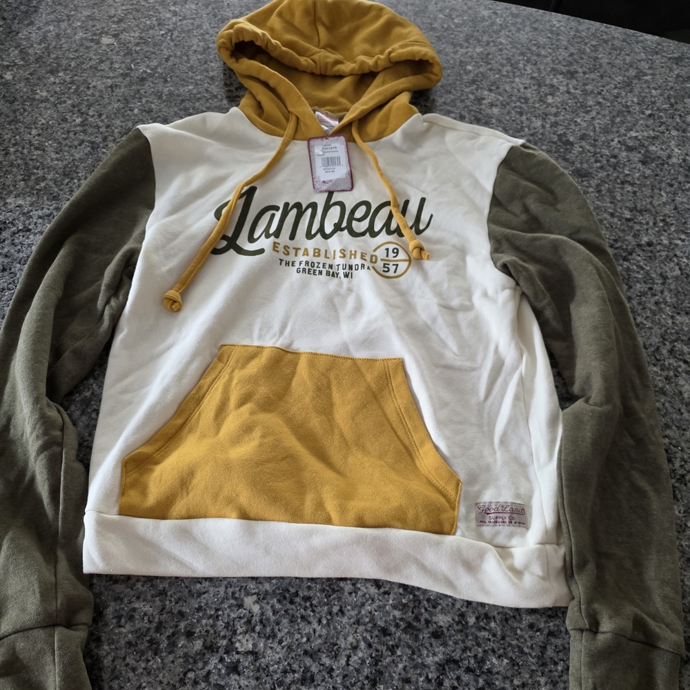 L.A.M.B. Men's White and Gold Hoodie Sweater